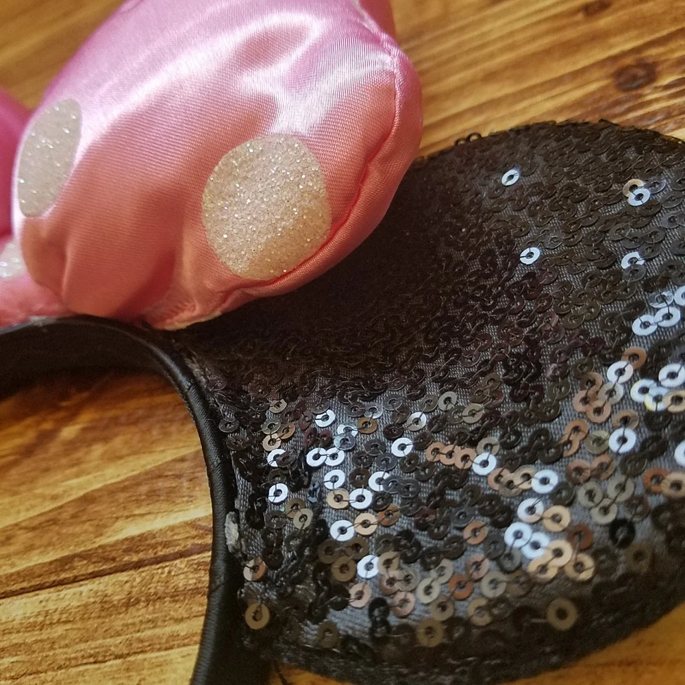 Minnie Mouse Headband with Pink Bow Sequin Ears Disney Junior Store Parks